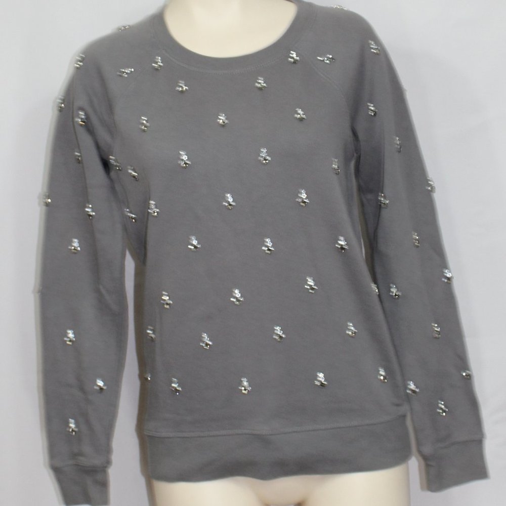 J.Crew Factory Embellished with Jewells Sweatshirt Gray Crew neck , Small